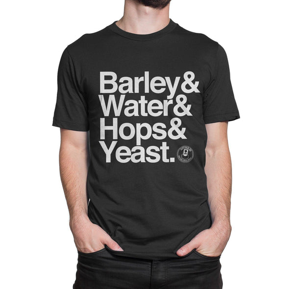 BARLEY WATER HOPS & YEAST MEN'S TEE-Tees-Black-S-SUPERKOLDIE