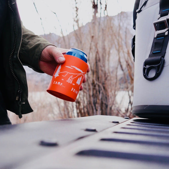 beer can cooler - camp drink repeat