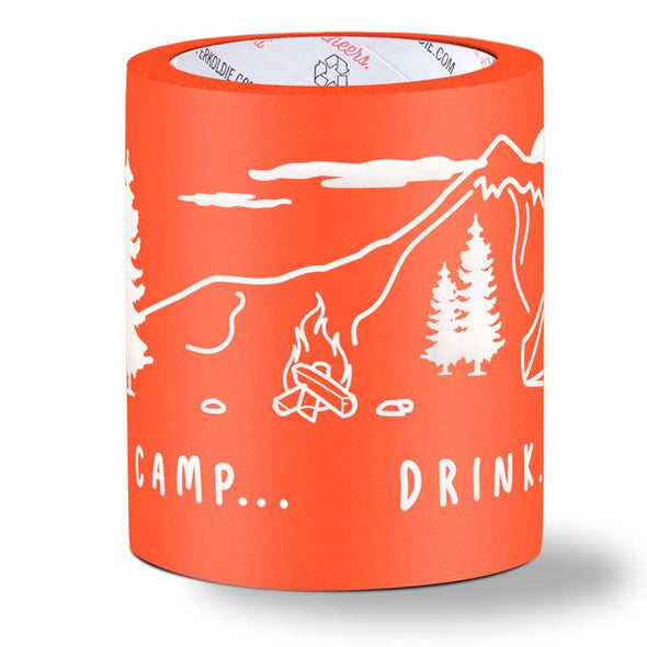 beer can cooler - camp drink repeat - orange 1