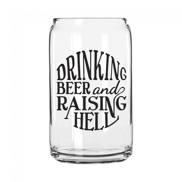 Raising Hell Can Shaped Pint Glass