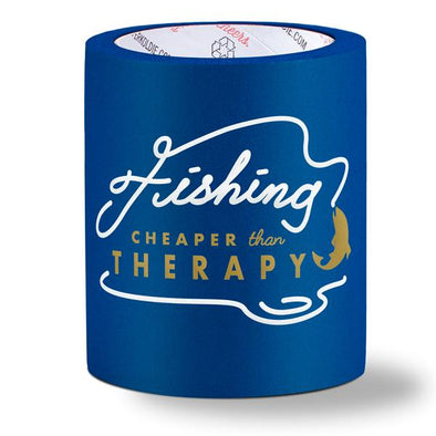beer can cooler - cheaper than therapy - blue