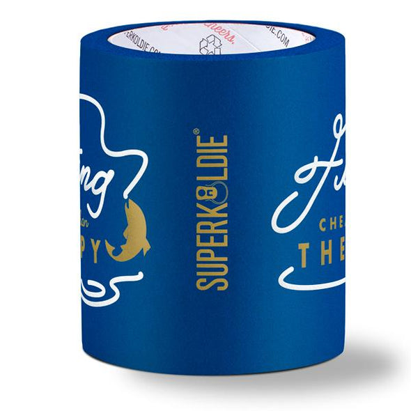 beer can cooler - cheaper than therapy - blue sideview
