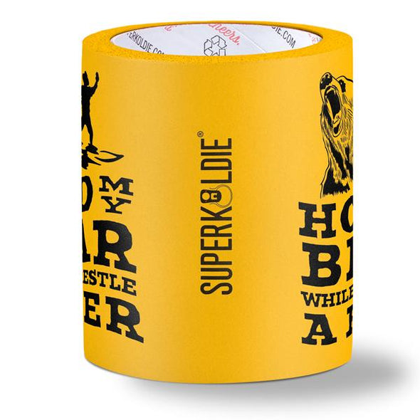 foam can cooler - hold my bear - yellow sideview