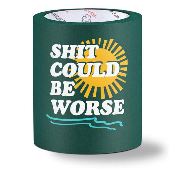 beer can cooler - shit could be worse - green