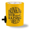 BEER Can Cooler with beergunner - raising hell - yellow