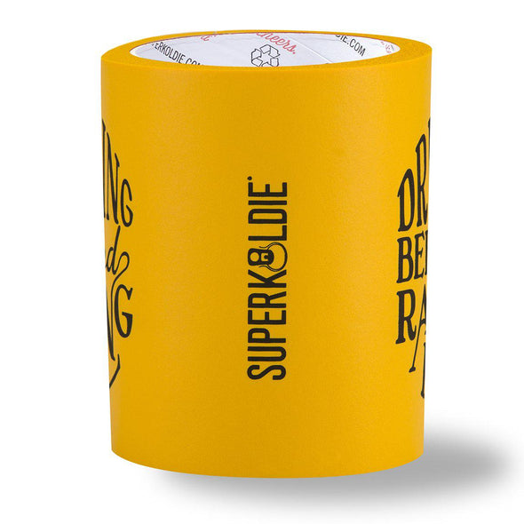 BEER Can Cooler with beergunner - raising hell - yellow sideview