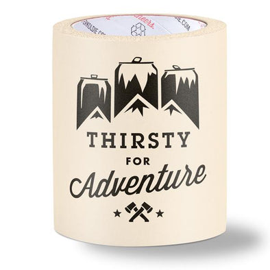 foam can cooler - thirsty for adventure - off white