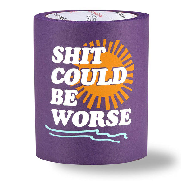 beer can cooler - shit could be worse - purple